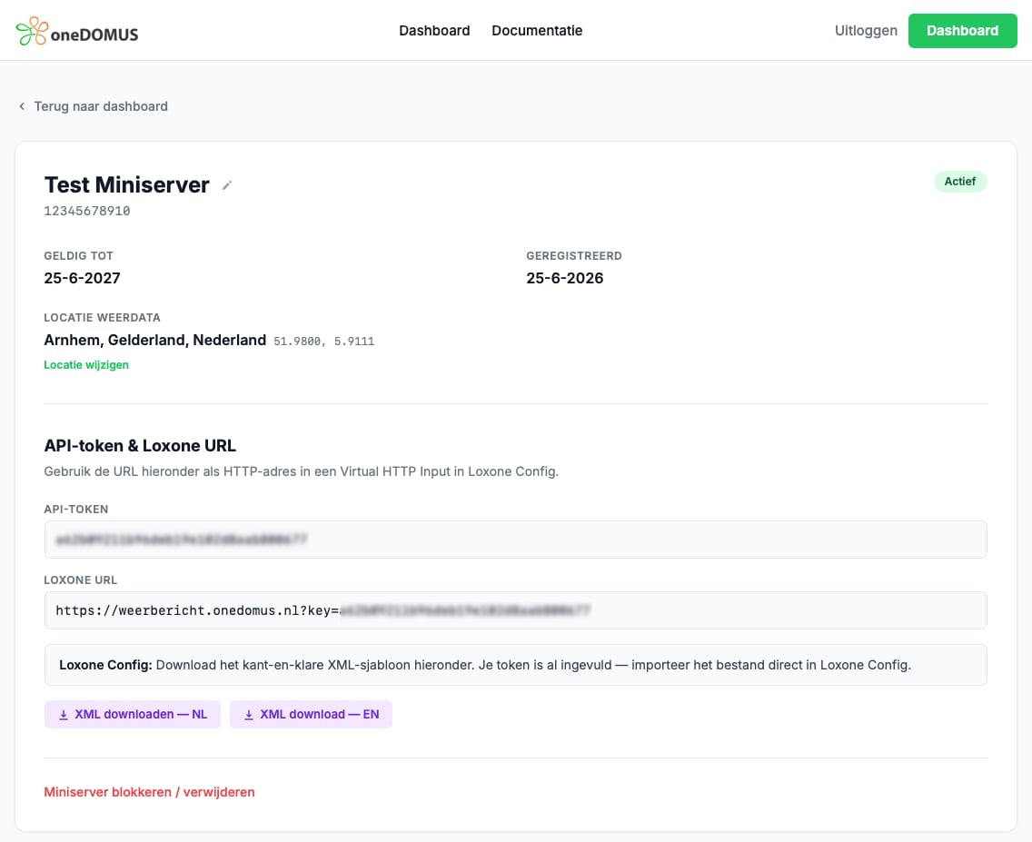 Miniserver detail
